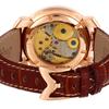 GaGa Milano Manuale Uhr, Weißes Zifferblatt, Handaufzug, Skelett-Gehäuseboden, 501106S-BRW, Braun