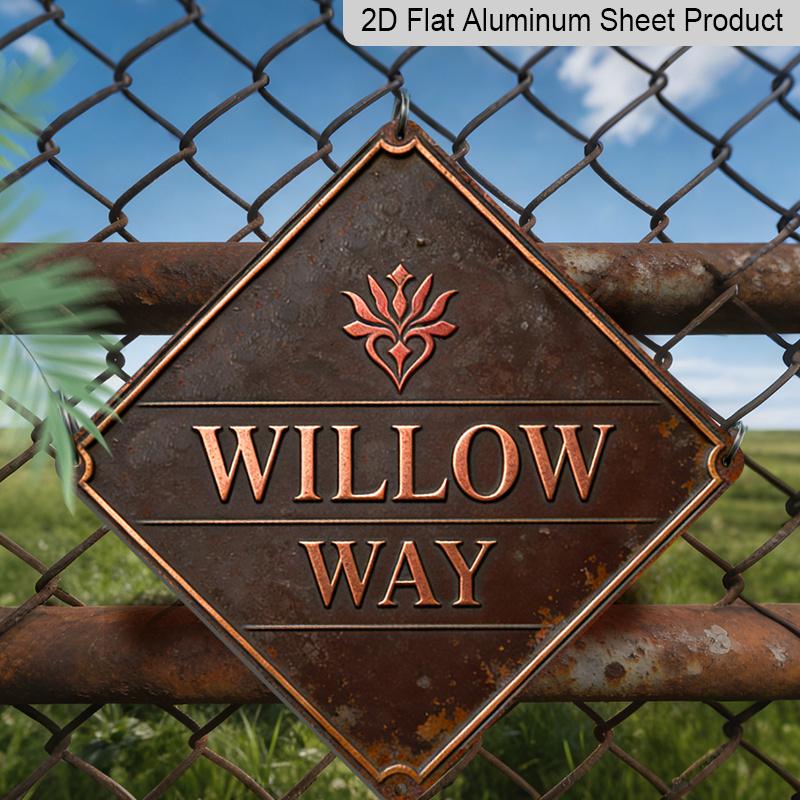 

2D Flat - 1pc Wicker Road Theme Vintage Metal Aluminum Sign | Suitable for Living Room, Study, Hallway, Entrance, Family Room, Multi-Purpose Home 20*20cm