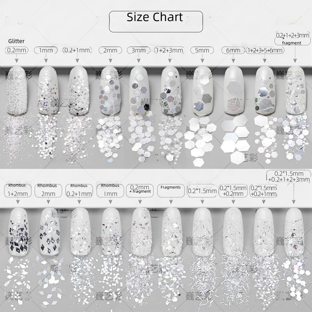 Set di Frammenti di Foglia Oro e Argento Ultra-Sottili per Nail Art