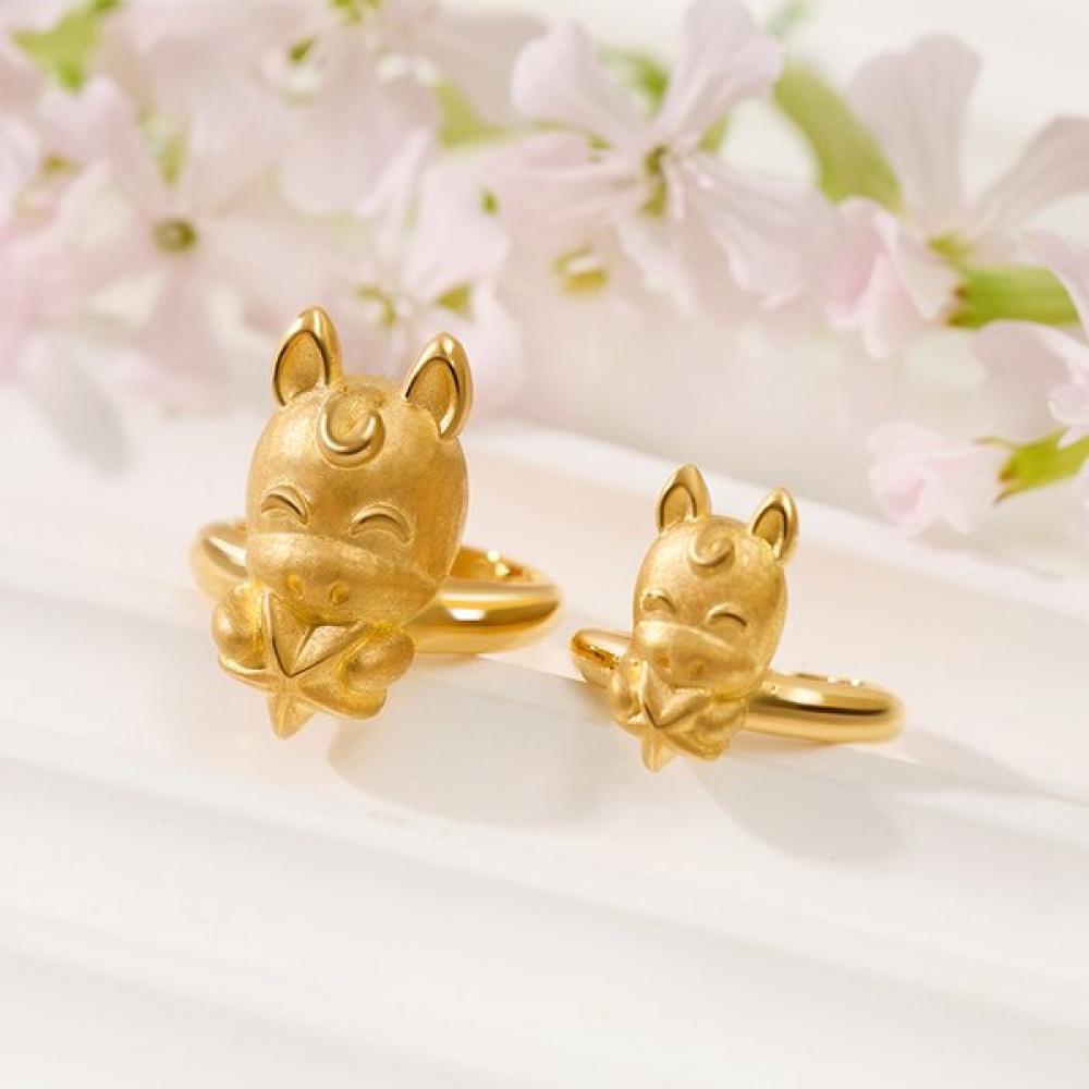 Porti Solid Gold 24k 1.875g Horse Zodiac Star Ring