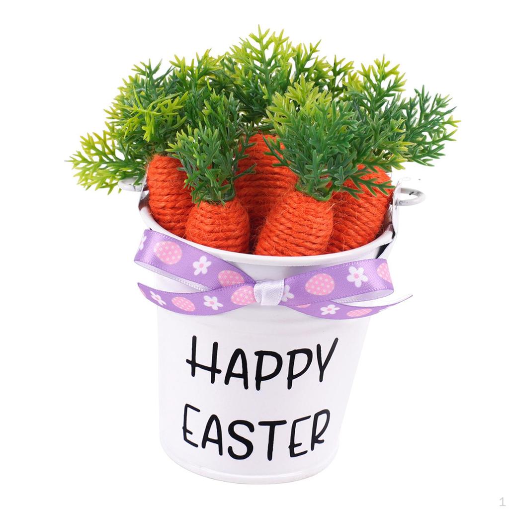 Easter Carrot Bucket Basket Handheld with Handle Collecting Decor for Garden Party