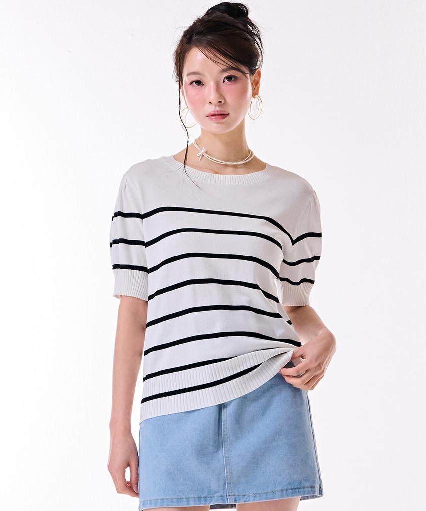 CHASECULT Women'S Striped Short Sleeve Sweater-Dbrg5672D0A