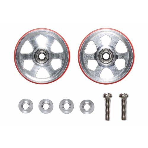 

Tamiya Mini 4WD Special Product 19mm Aluminum Bearing Roller with Plastic Ring 6 Spokes Red 95513