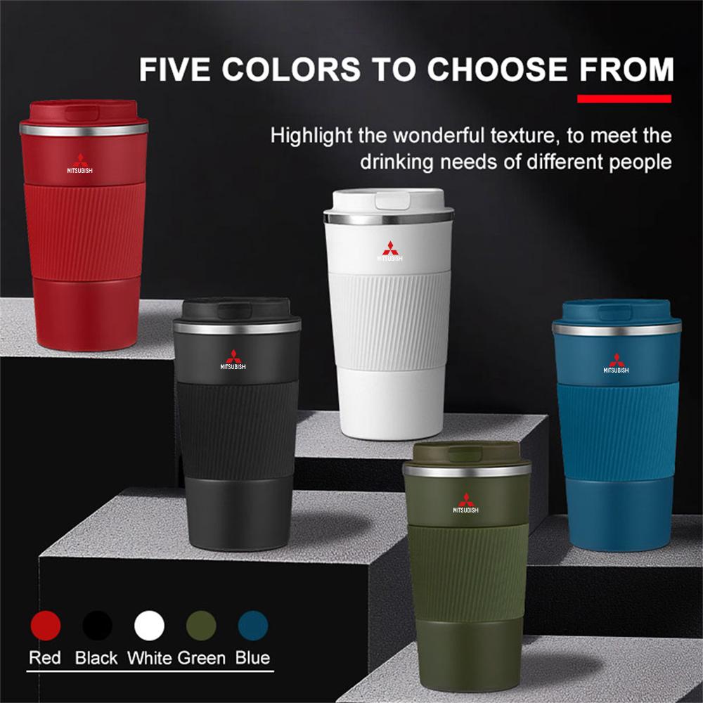 500ML Car Logo Travel Stainless Steel Coffee Cup Thermos Cup for MITSUBISHI Mirage Pajero Xpander Ralliart Lancer ASX EX L200