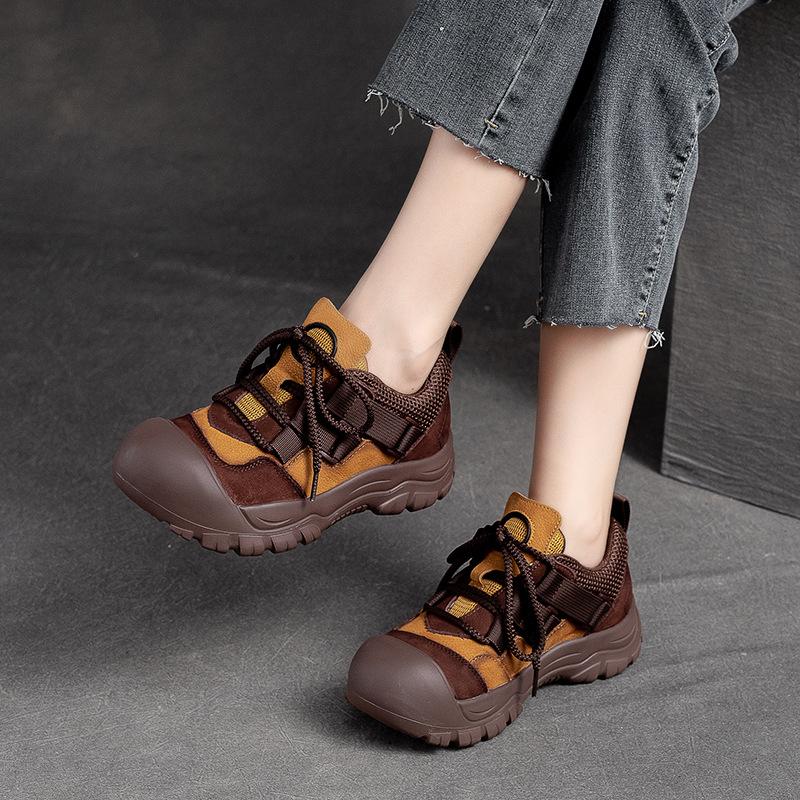 Fashion High Quality 4CM Women Flat Platform Shoes Mixed Colors Genuine Cow Leather Lace-Up Casual Sneakers Ladies Thick Bottom Shoes