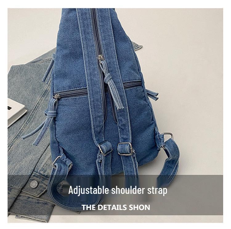 Damski Mini Plecak Crossbody z Denimu i Płótna - Lekki, Casualowy i Idealny na Dojazdy lub Podróże