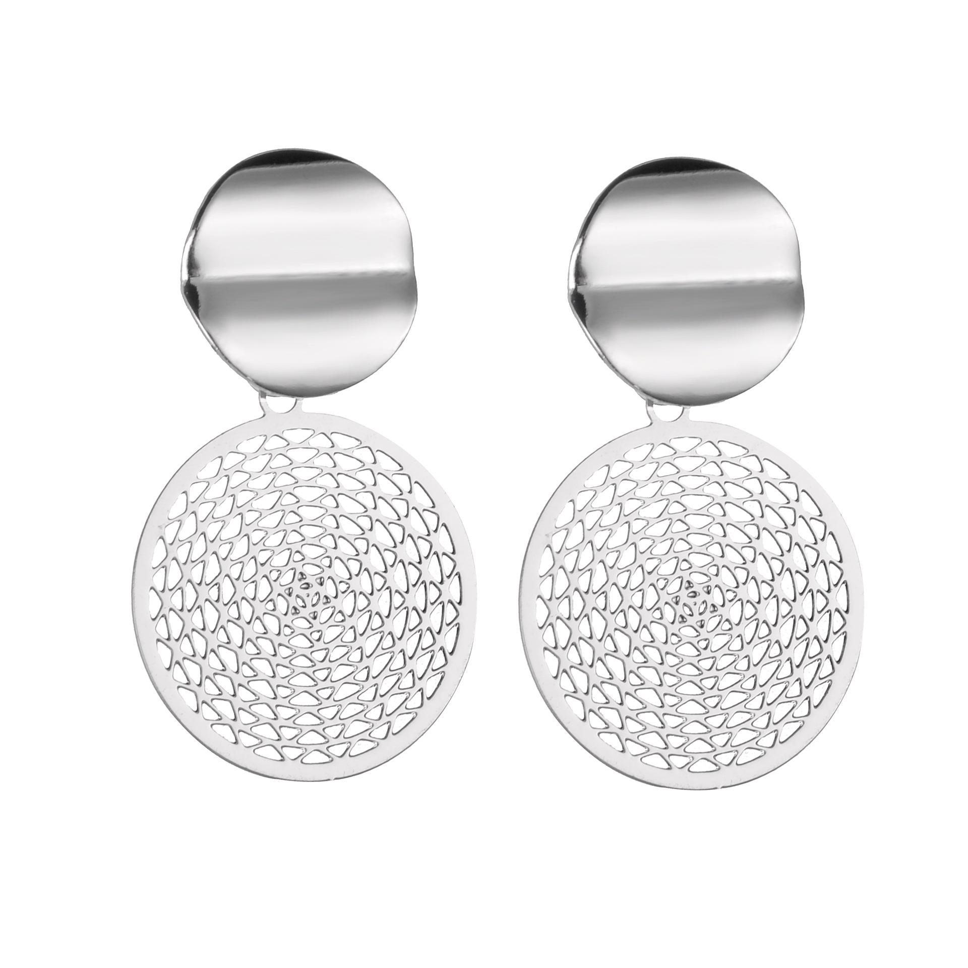 European American Fashion Mesh Round Stud Earrings