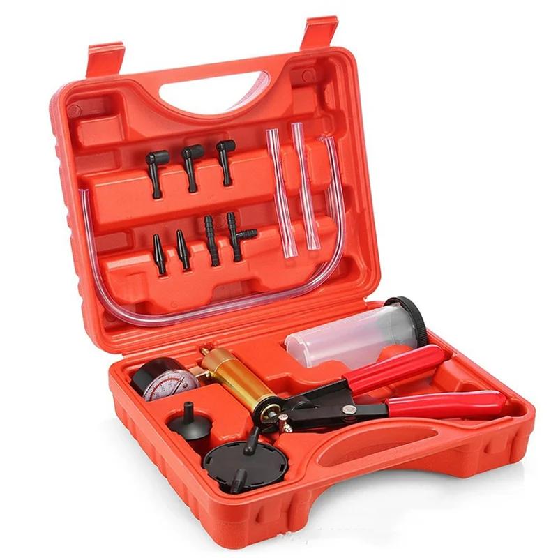 

Набор ручного вакуумного насоса для прокачки тормозов, Инструменты для проверки вакуумного насоса, Насос для прокачки тормозов автомобиля, Вакуумный манометр красный