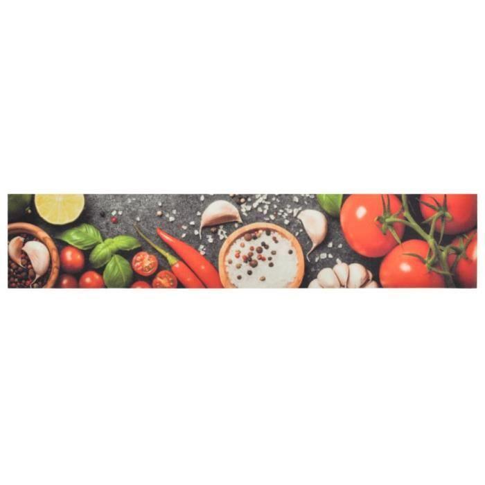 VidaXL Tapis de cuisine lavable impression légumes 60x300 cm velours 136539