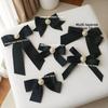 Black Satin Bowknot Brooches Pearl Badge Pin Elegant Clothes Accessories  For Funerals and Mourning