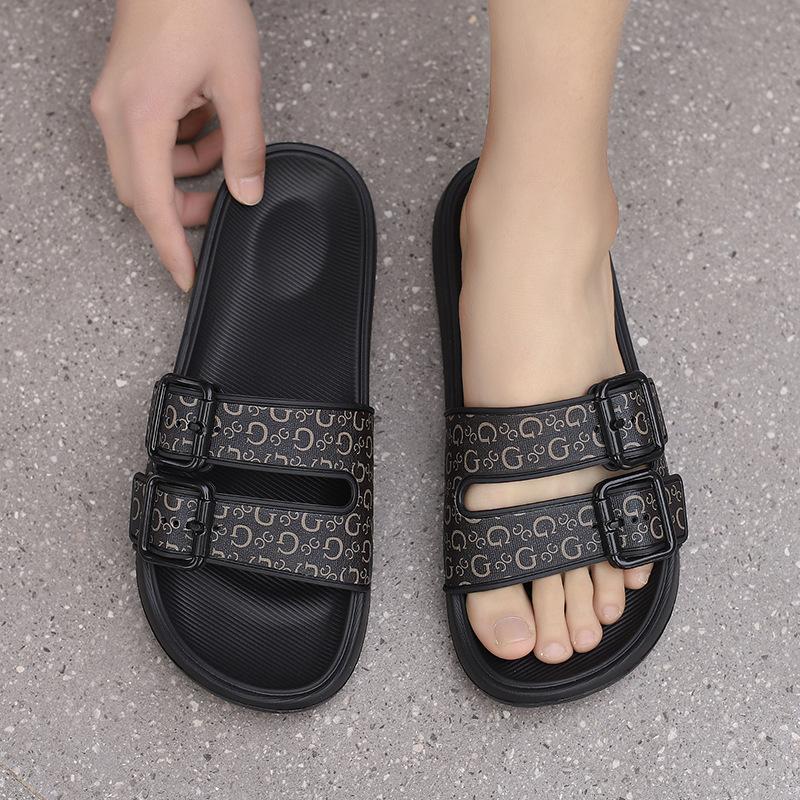 New slippers retro premium sense adjustable one-word drag comfortable soft bottom couple beach sandals