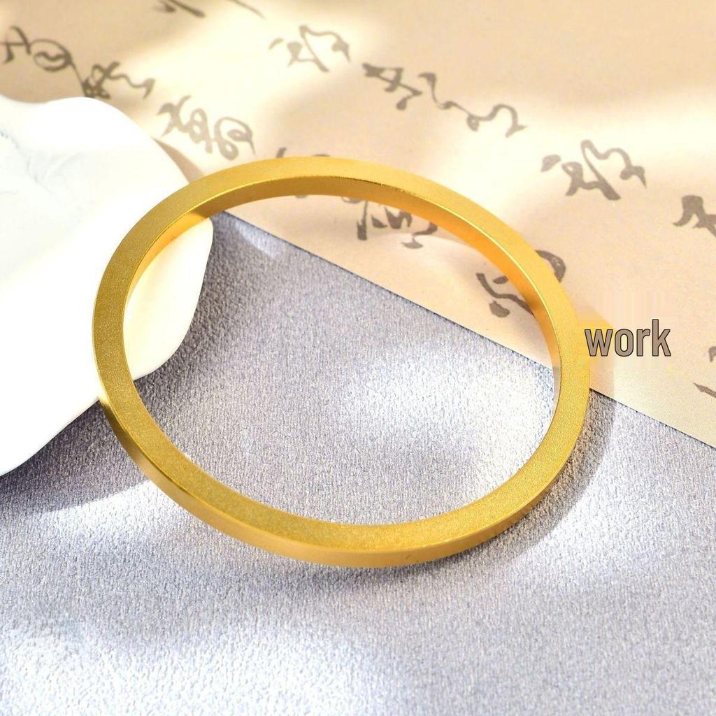 Gold-Plated Matte Circle & Square Bangle - Women's Imitation Gold Bracelet, Wedding Jewelry Accessory