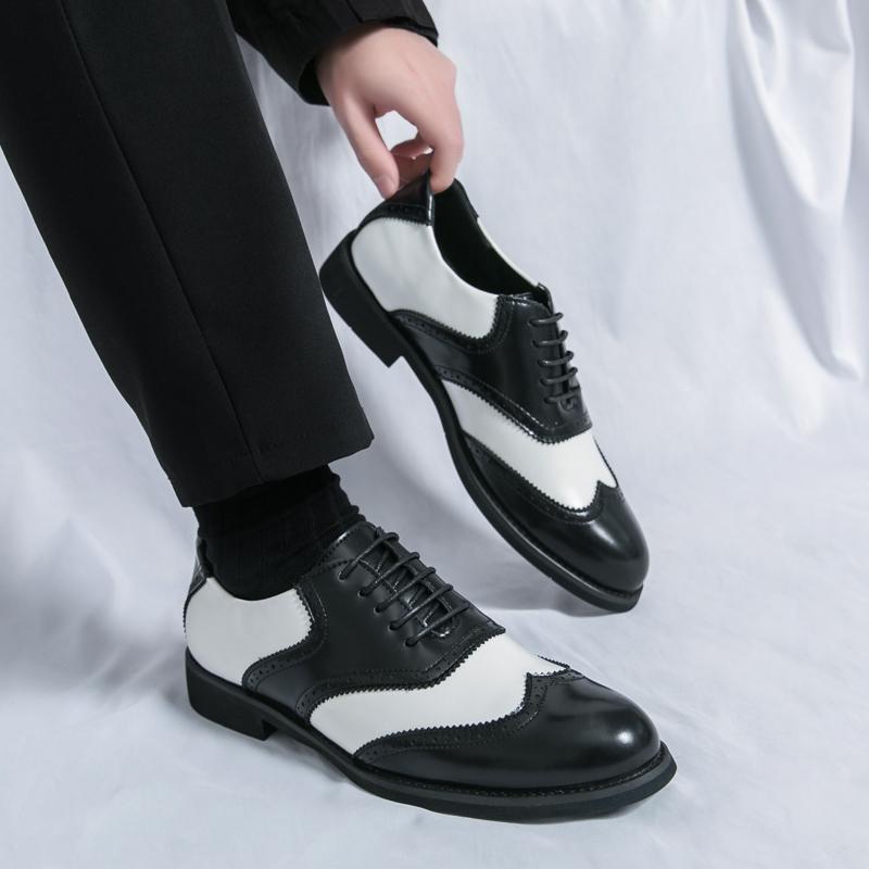 Fashion Trending Brogues Classic Men Dress Shoes Men Oxfords Leather Shoes Lace-up Formal Black Brown Leather Wedding Daily Party Shoes
