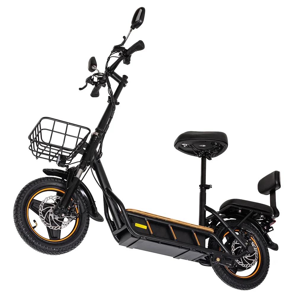 EU Stock 48V 26Ah Μεγάλη μπαταρία 14 ιντσών Fat Tires Πτυσσόμενο ηλεκτρικό σκούτερ με Μέγιστη εμβέλεια καθίσματος 100km Μέγιστη Ταχύτητα 45KM/H Peak 800W