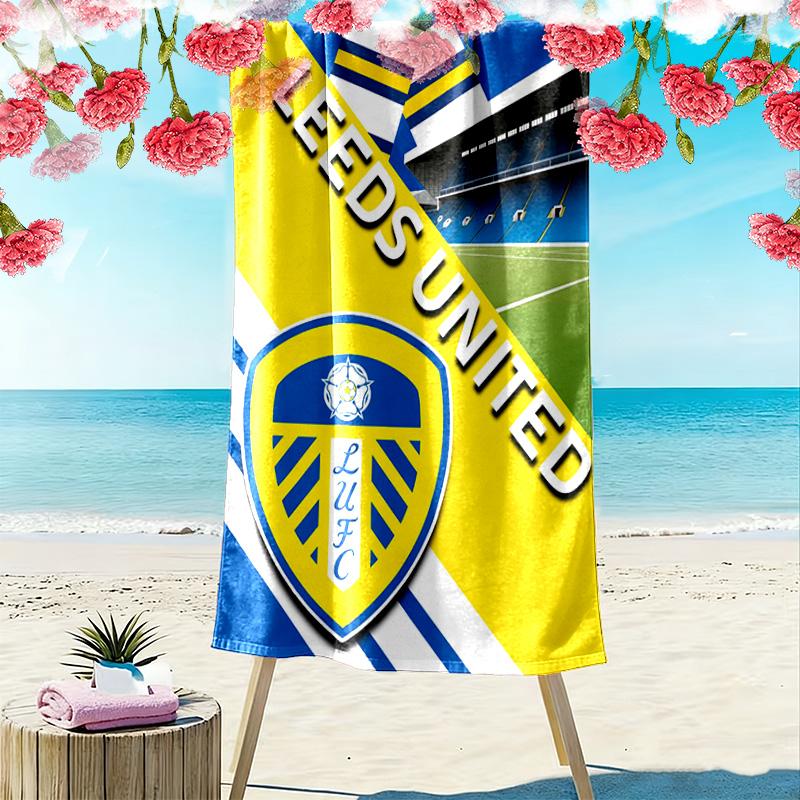 Leeds United Logo Aufdruck Strandtuch, Großes Weiches Schnelltrocknendes Handtuch für Strand Camping Schwimmen