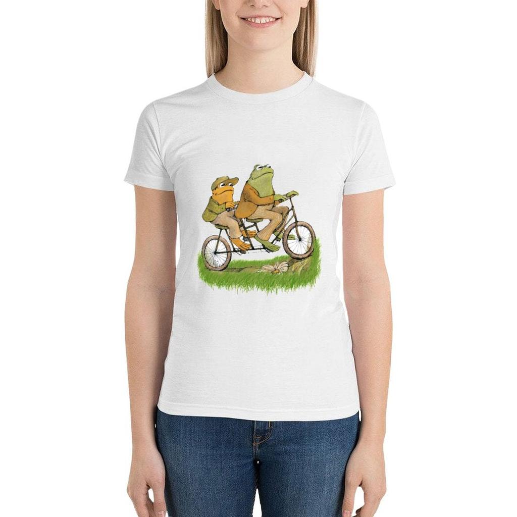 Frog And Toad On The Bike T-Shirt Plus Size Tops Tops Summer Tops Kawaii Clothes T Shirt Women