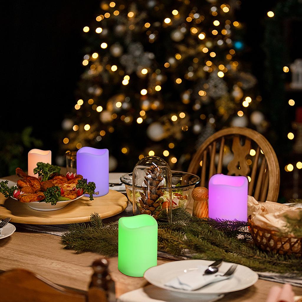 6pcs LED Candles,Battery Operated, Flameless Colorful Party Votive Candles, Home Decor, Timer Remote, Electric Candle Light Lamp