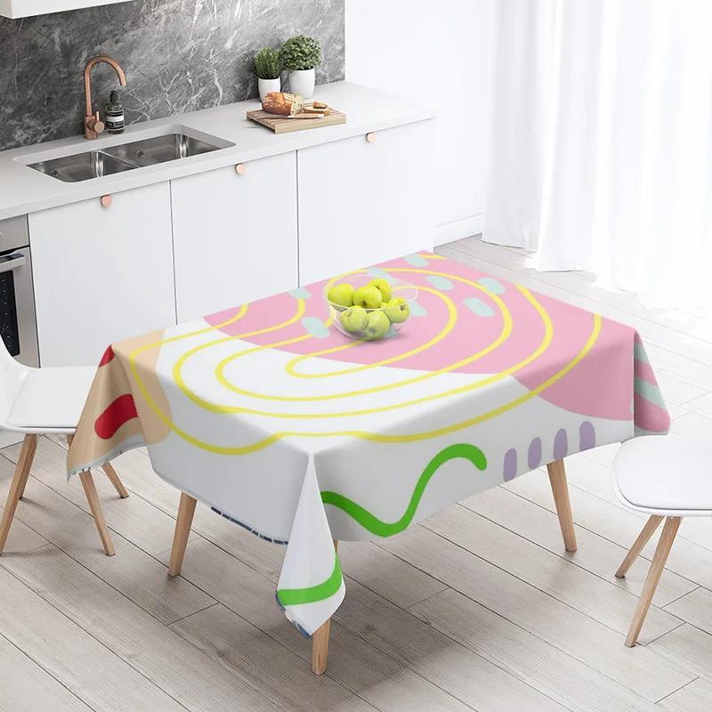 Abstract Geometric Tablecloth Waterproof Stain Resistant Party Decoration Restaurant Cafe Dining Table Tablecloths