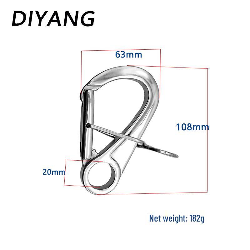 316 Stainless Steel Quick Release Safety Carabiner with Spring Hook for Kayak Mooring and Docking