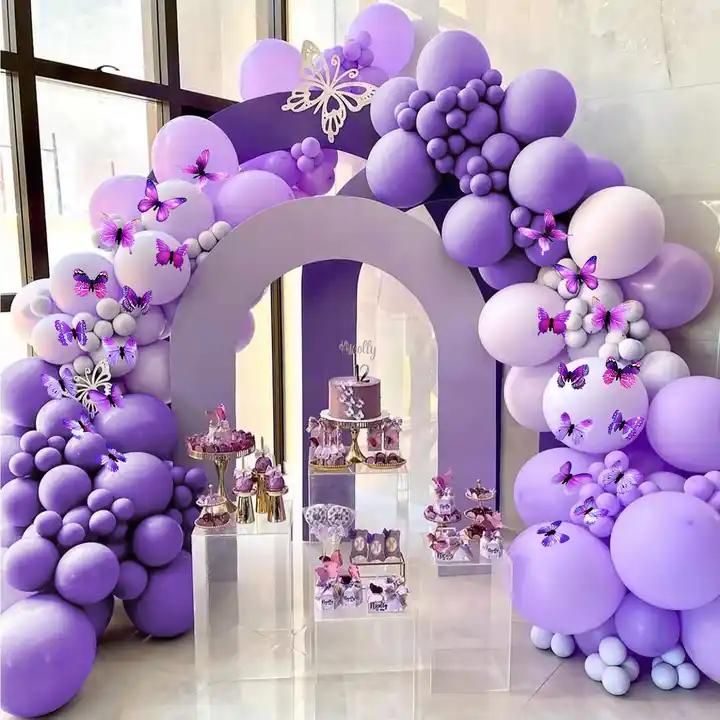 Bruiloft Verjaardag Babyborrel Geslachtsonthulling Decoraties Stofblauw Wit Ballonnenboog Slingerset