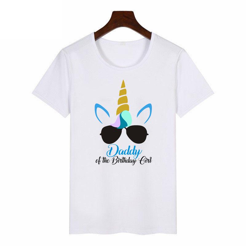 

Fashion Cute Family Unicorn Print Female T-Shirt Kawaii Summer Loose Short Sleeve White Ladies Tops Childrens Tees Women Blouses S білий
