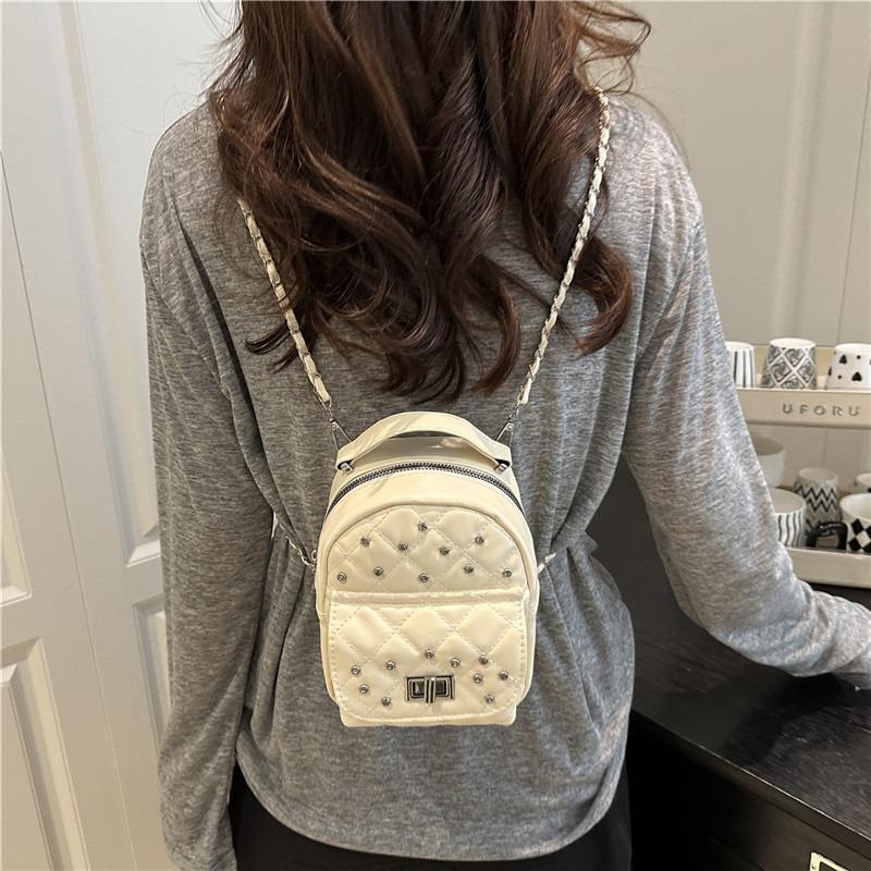 Fashion Portable Small Bag Women's New Diamond Chain Backpack Crossbody Casual Versatile Multi-purpose Bag