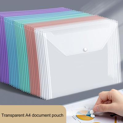 5Pcs Transparent Document Folder A4 Size Test Paper Classification Storage Pocket Waterproof Dustproof Thickened File Holders Office School Supplies