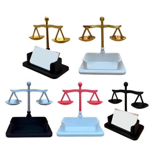 Suport Cărți de Vizită Balanța Justiției Suport Card Practic Decorativ Organizator de Birou pentru Cabinet Avocatură & Uz Profesional