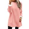 Women's Fashion Casual Home Plush Solid Color Round Neck Sweatshirt