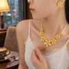 Zircon Lemon Yellow Necklace & Earrings Set: European-American Style, Blossom Design, Clavicle Chain