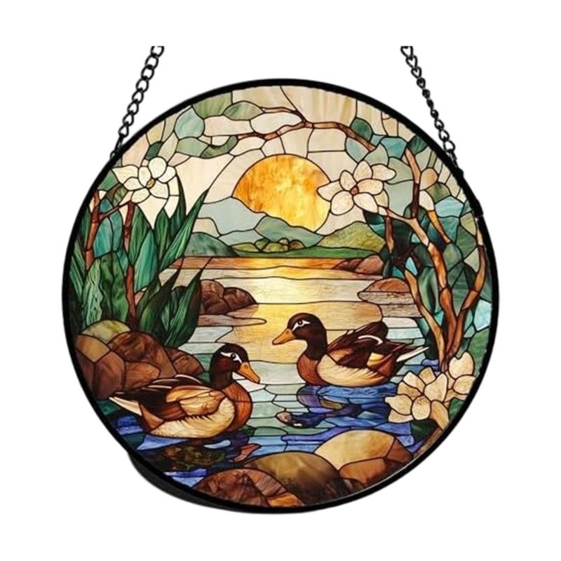 

Colorful Acrylic Light Catchers Stained Glass Landscape Suncatchers Ornament for Home Garden Decors and Window Hanging