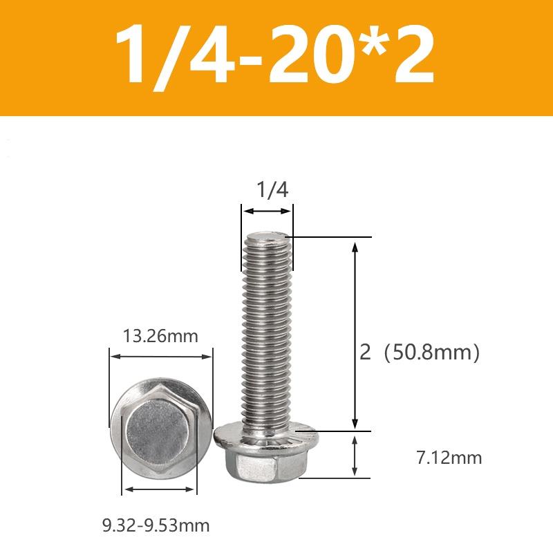 UNC 1/4-20 5/16-18 3/8-16 304 Edelstahl Sechskantkopf mit gerändeltem Flansch Kappe Schraube Sechskant Unterlegscheibenkopf Schraube