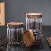 Lattina da tè con coperchio in legno di acacia verticale, contenitore sigillato per chicchi di caffè, contenitore per la conservazione in cucina e in casa