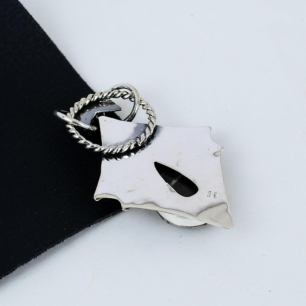 Natural Septarian Gemstone Silver Pendant In 925 Sterling Silver- Handmade Design, Everyday Wear Jewelry, Unique Smoky Topaz Pendant Easter Gifts