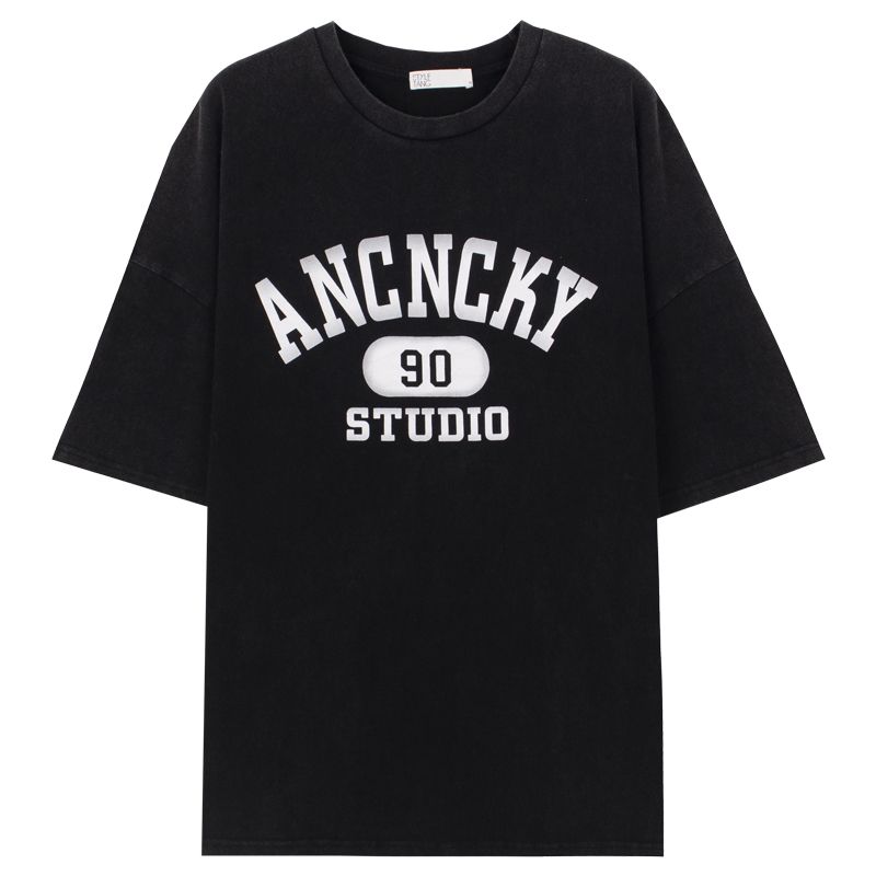 

Ретро Европа и Америка Выстиранная Дымчато-серая Свободная Футболка с Коротким Рукавом Smoke Gray (In Stock) S