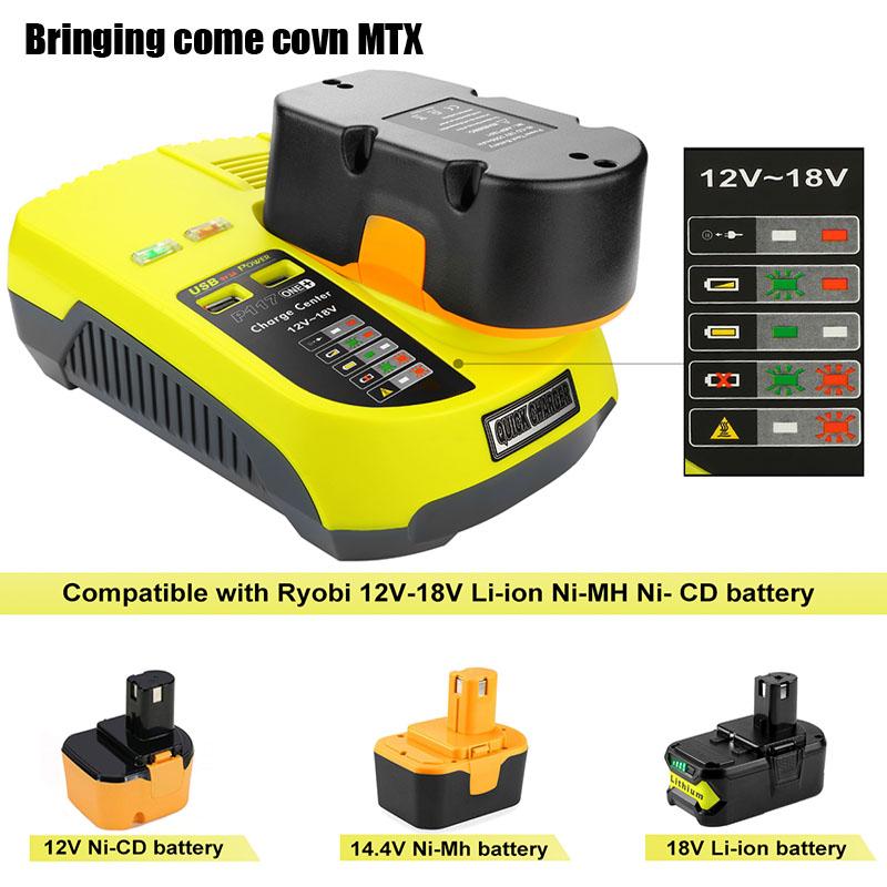 

Fast 3a for Ryobi Battery Charger 12 14 .4v 18v Ni -Cd Ni -Mh Li -Ion P110 P111 P107 P108 for Ryobi One +Battery P117