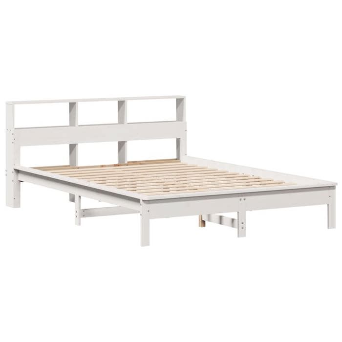 VidaXL Bed Frames Without Mattress White 135x190 Cm Solid Pine Wood, Slatted Base, Double Bed Frame, Wooden Bed Frame 3309744