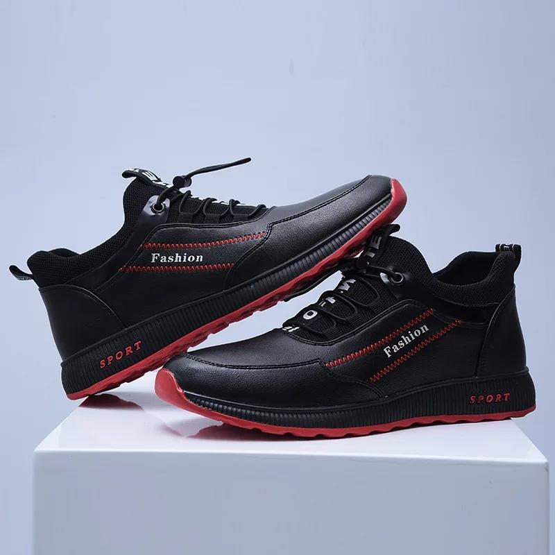 Fashion leather Shoes Men Casual Shoes winter Plus velvet to keep warm black Comfortbale Sneakers Men Flats Shoes Big Size