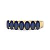 Blue Sapphire Oval Half Eternity Band - 925 Sterling Silver Gold Vermeil