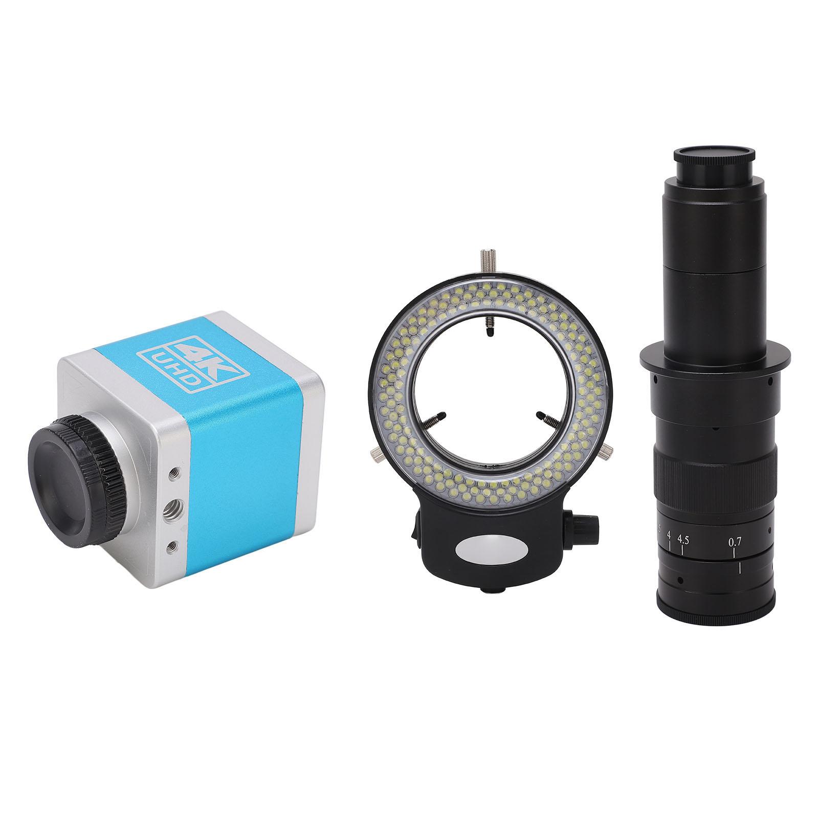 

4K Microscope Camera HD Output USB Industrial Camera with 180X Lens Ring Light 100‑240V UK Plug