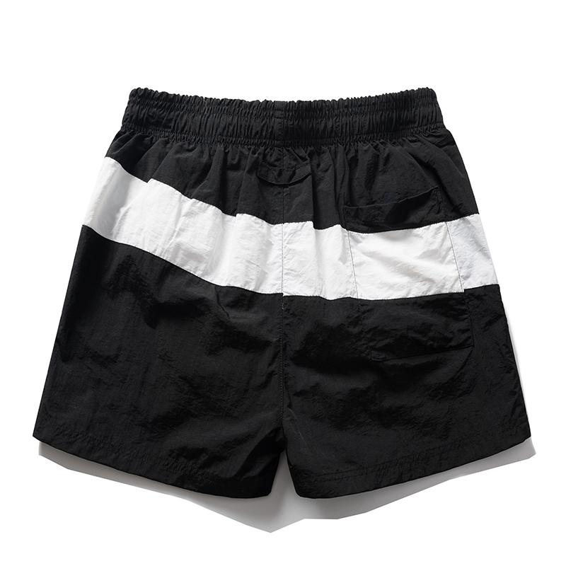 Men's Blue White Stripe Casual Shorts – Elastic Drawstring Waist Nylon Shorts for Summer Daily & Streetwear