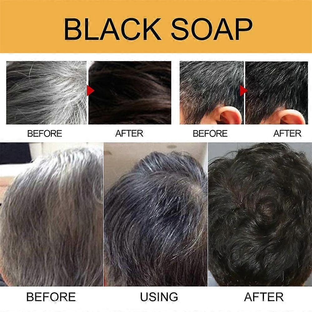 2pcs Hair Darkening Shampoo Bar Solid Black Soap Shampoo Anti Gray Hair Soap Variety Of Plant Essences eactivates Hair Color Pigments