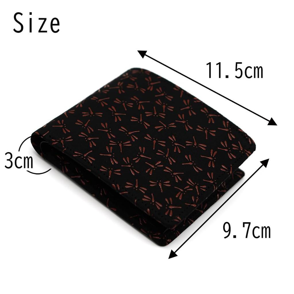 Inden Bifold Wallet with Coin Deerskin Traditional Made In 2006 Black with Red Dragonfly Inden-ya Purse, Men's Leather, Craft, Japan, No. ([21-008]