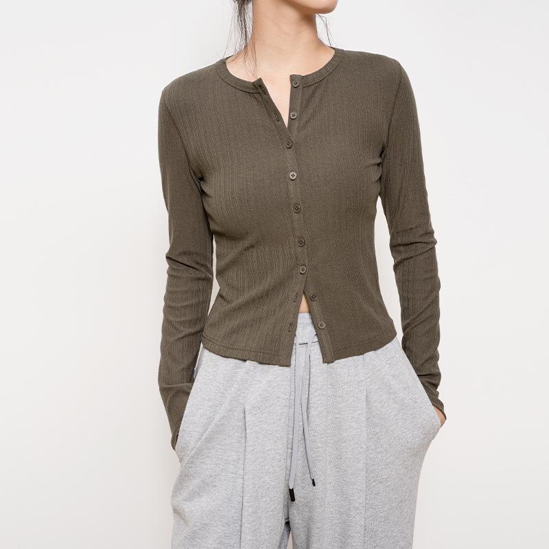 New Women's Long-Sleeve Round-Neck Cardigan: Casual, Lightweight Rayon Knitwear for Autumn and Winter