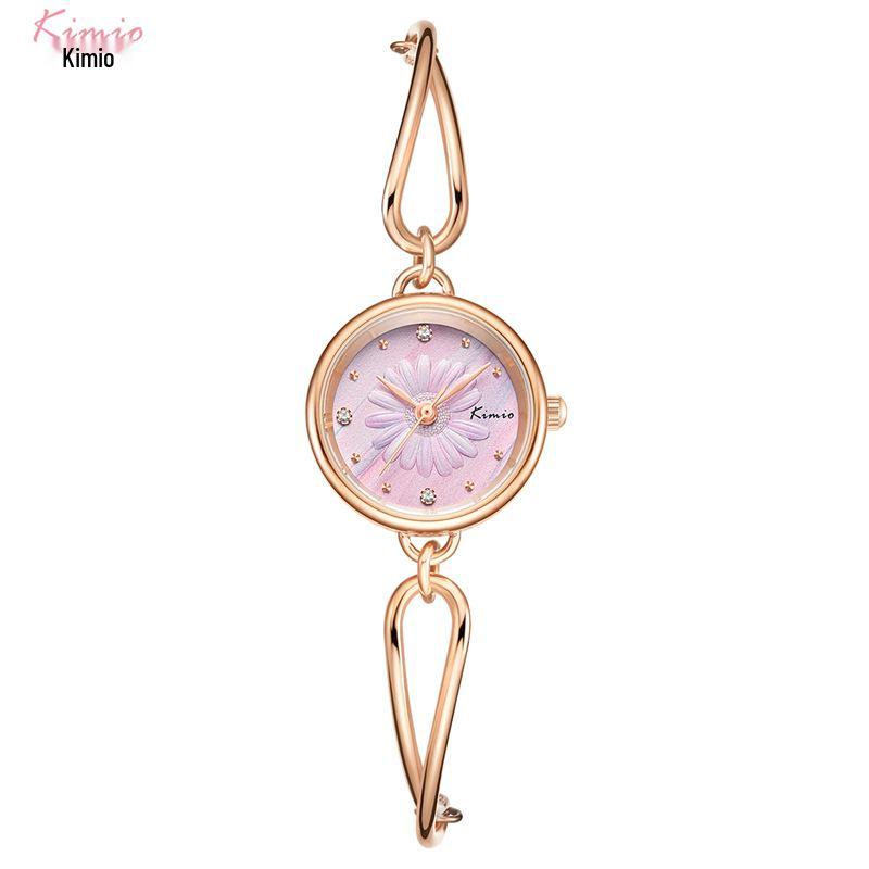 

Женские кварцевые часы-браслет Kimio с ромашками и бриллиантами