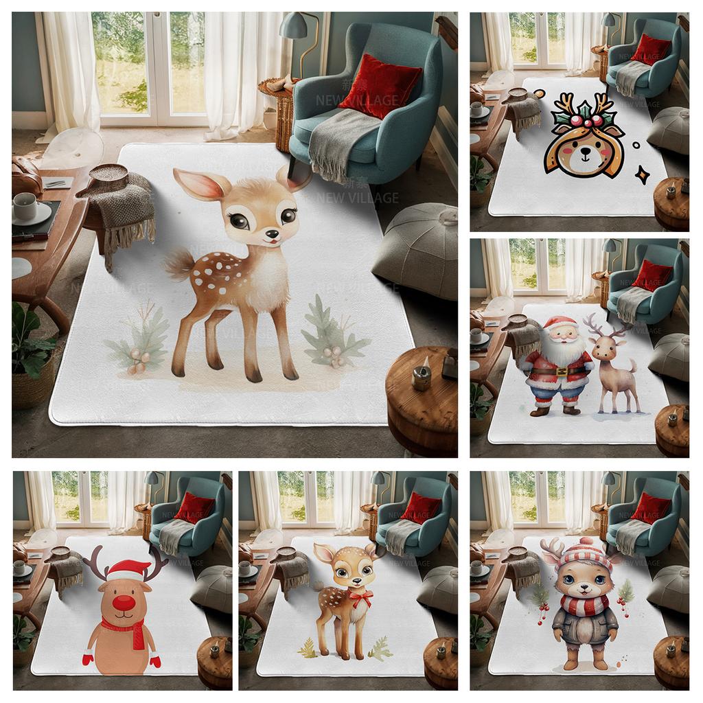 House Entrance Carpet Home Door Mat Living Room Bath Foot Bathroom Non-slip Water Absorption Rugs Bath Merry Christmas Winter