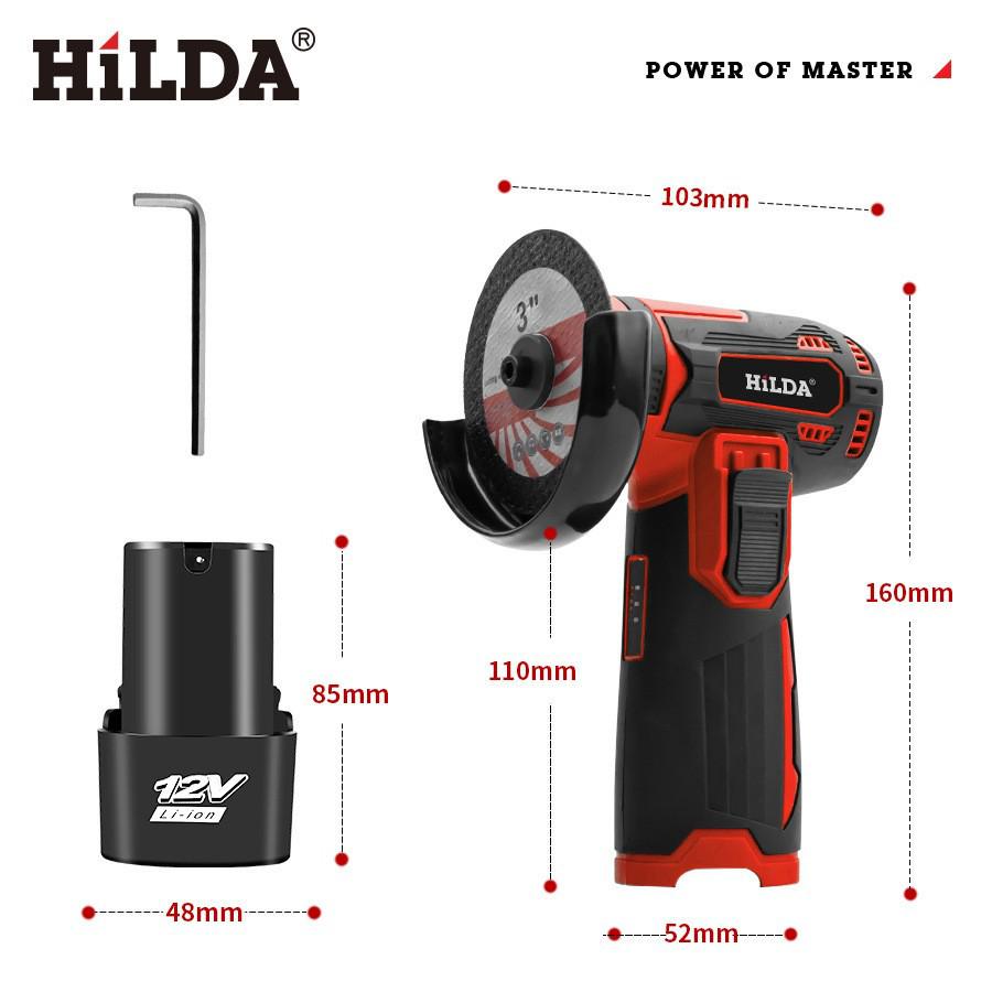 HILDA 12V 3-Inch Mini Lithium Battery Angle Grinder & Polisher