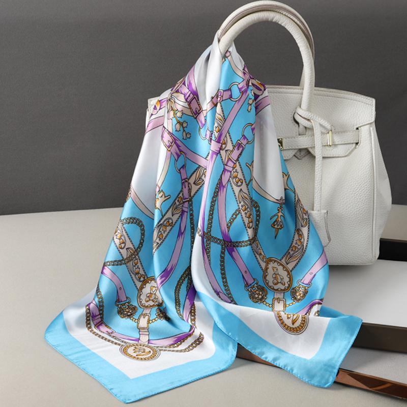 Summer Silk Shawl Square Scarf For Women Neckerchief Female Headband Hair Wrap Print Ladies Foulard Fashion Hijab Bandana