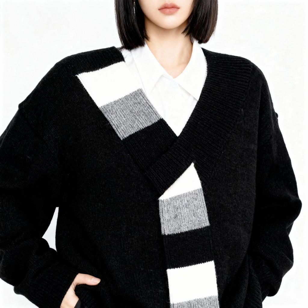 Women's 2026 Red V-Neck Thick Knit Sweater - New Year Winter Style
