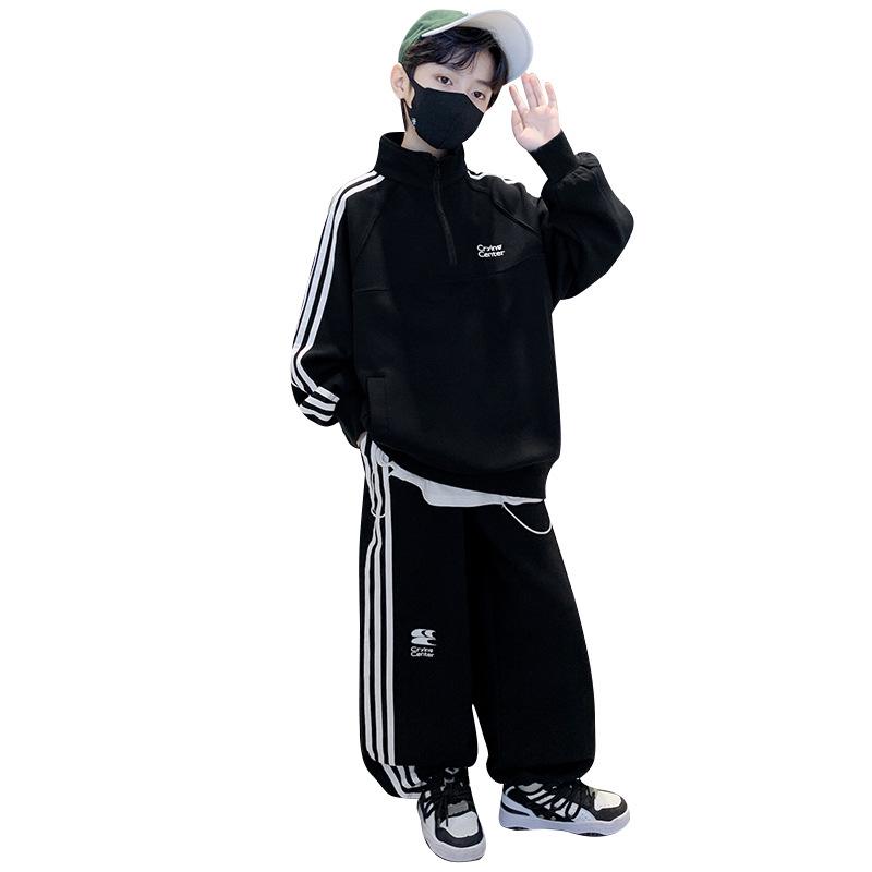 Boys' Autumn 2025 Sports Sweatshirt Set - Long Sleeve, Two-Piece, Stylish & Comfortable